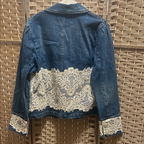 Berek Blue Denim Jacket with Cream Lace Accents - Picture 6 of 8